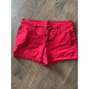 Faded Glory Red Denim Shorts Size 14‎ Womens Casual Everyday